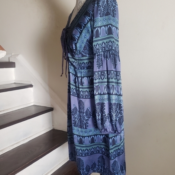 Nanette Lepore Bohemian Lace Up Silk Dress. - Picture 7 of 12